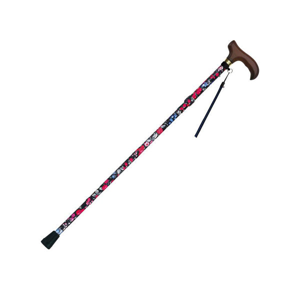 島製作所 花柄 折りたたみステッキ 長さ:約79~89cm(5段階調節 約2.5cm)