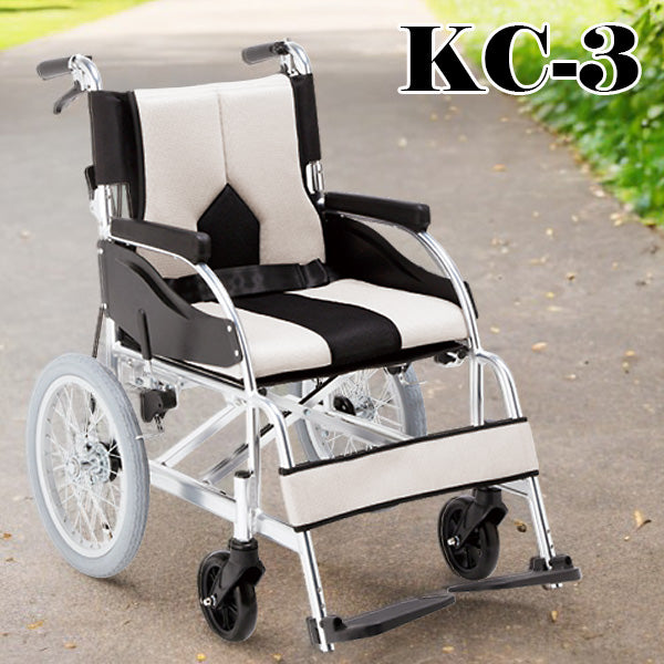 マキテック 介助式 車椅子 車いす KC-3PU DB LG 座面幅40cm 座面幅42cm 折りたたみ車いす アルミ製
