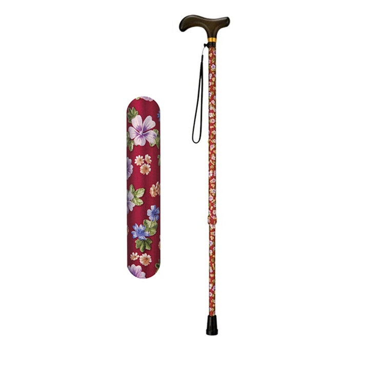 【特別ご提供品】杖 アルミ製伸縮ステッキ 当店オリジナル花柄シリーズ OG-5 長さ:68~90.5cm 10段階調節(2.5cm間隔)