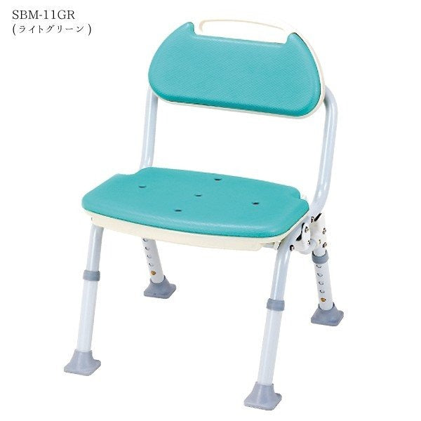 シャワーベンチ シャワーチェア 折りたたみ 背付 ソフテックミドルタイプ ライトグリーン SBM-11GR