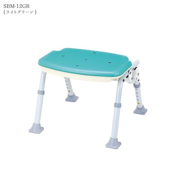 浴室用椅子 シャワーベンチ シャワーチェア 折りたたみ 背無 ソフテックミドルタイプ ライトグリーン SBM-12GR