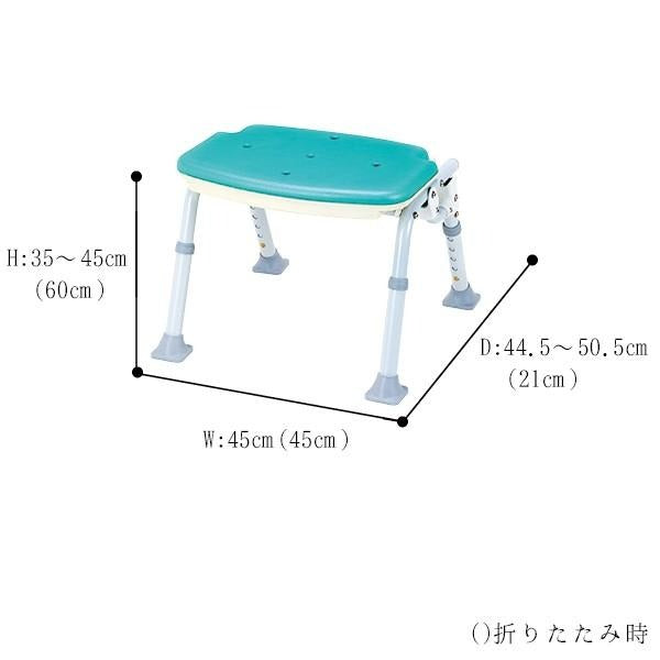 浴室用椅子 シャワーベンチ シャワーチェア 折りたたみ 背無 ソフテックミドルタイプ ライトグリーン SBM-12GR