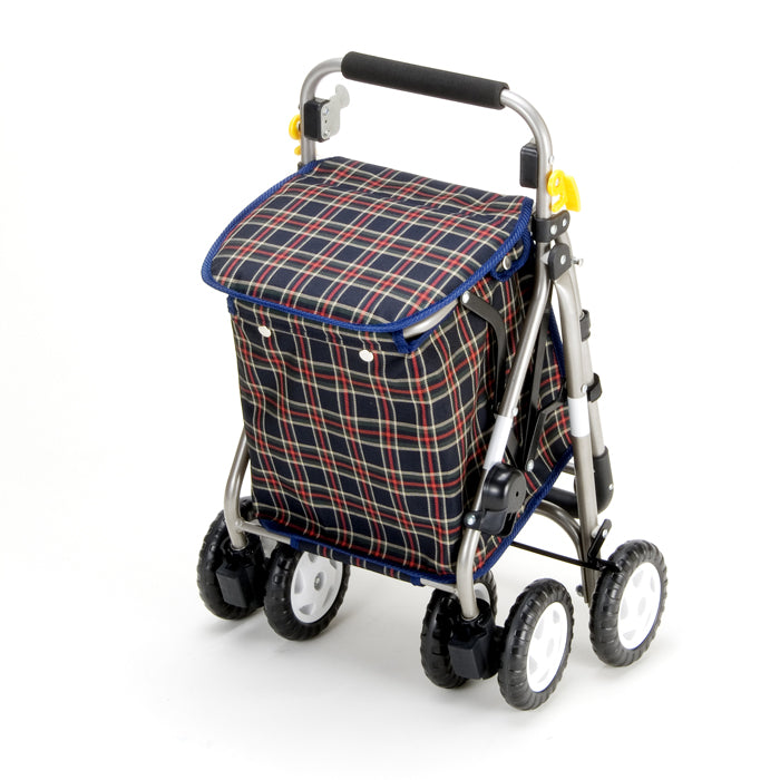 シルバーカー ミドルタイプ 紺チェック マキテック らくらくスリムW YX-300DB