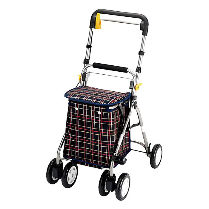 シルバーカー ミドルタイプ 紺チェック マキテック らくらくスリムW YX-300DB