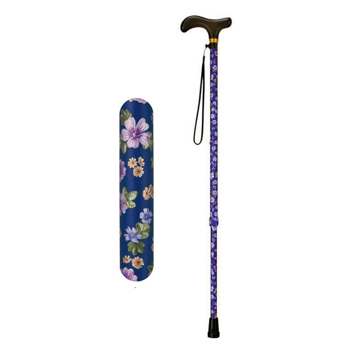 【特別ご提供品】杖 アルミ製伸縮ステッキ 当店オリジナル花柄シリーズ OG-5 長さ:68~90.5cm 10段階調節(2.5cm間隔)