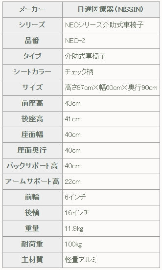 日進医療器 アルミ製車いす NEO-2 ノーパンクタイヤ – 車いすファクトリー