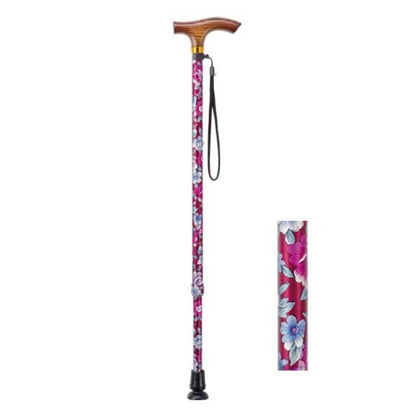 伸縮ステッキ 花柄ステッキ 杖  OT-710 OT-711 OT-712 長さ：68.5〜91cm 10段階調節(2.5cm間隔) ）