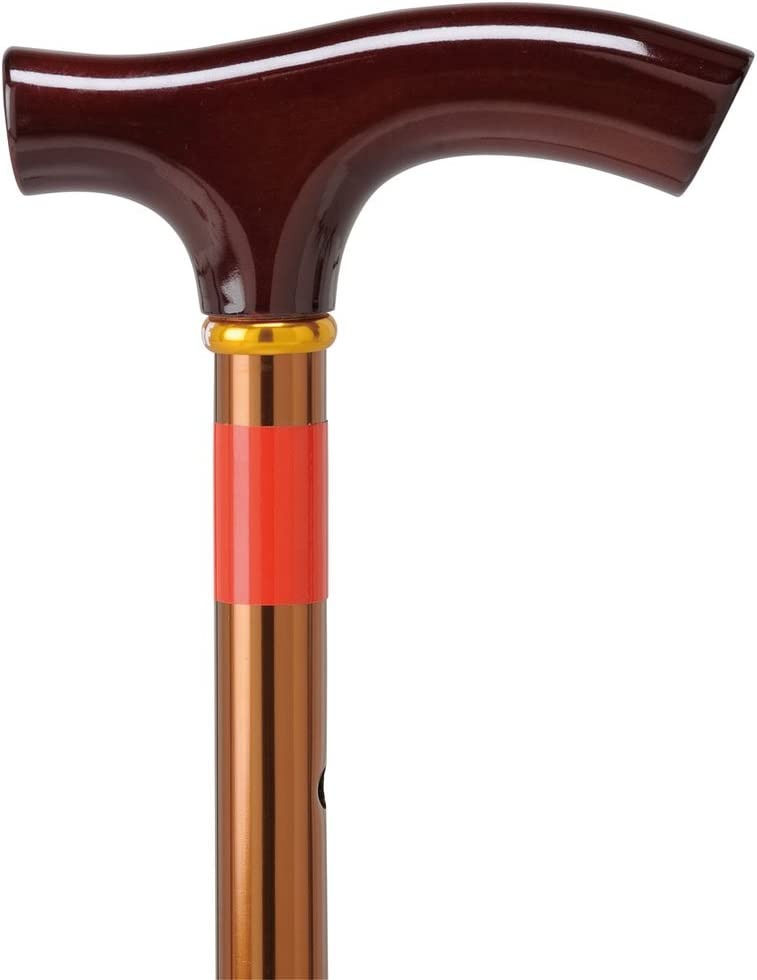 折りたたみ式　伸縮フレキシブルステッキ　EOF14 ブラウン 長さ：79.5~89.5cm 5段階調節