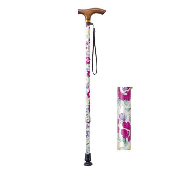 伸縮ステッキ 花柄ステッキ 杖  OT-710 OT-711 OT-712 長さ：68.5〜91cm 10段階調節(2.5cm間隔) ）