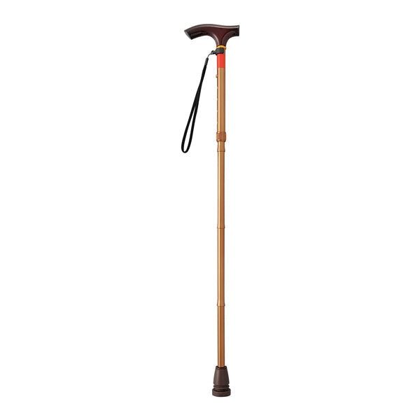 折りたたみ式　伸縮フレキシブルステッキ　EOF14 ブラウン 長さ：79.5~89.5cm 5段階調節