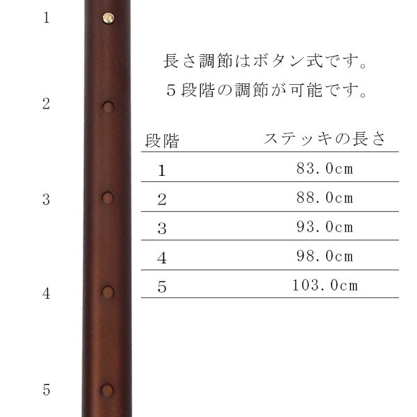 頼れるステッキ 伸縮 AS-22BK AS-22BR 長さ:83〜103cm ５段階調節(５cm間隔)