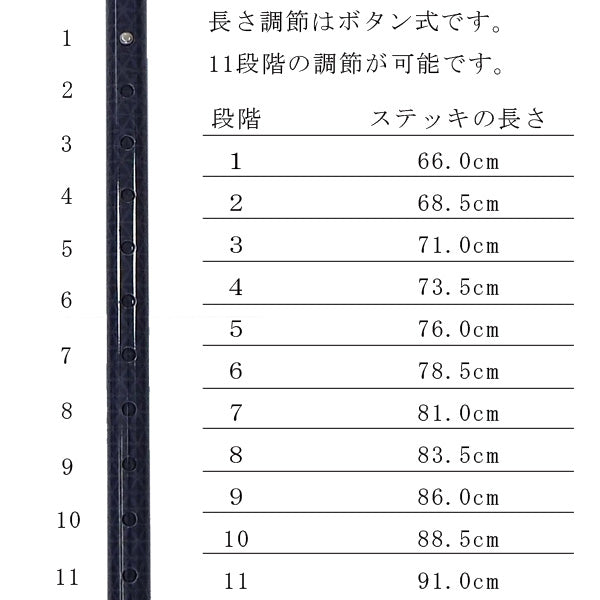 特殊杖先クワドケイン 4点杖 多点ステッキ GQC-10BX 長さ：66～91cm（8段階調節 2.5cm間隔）