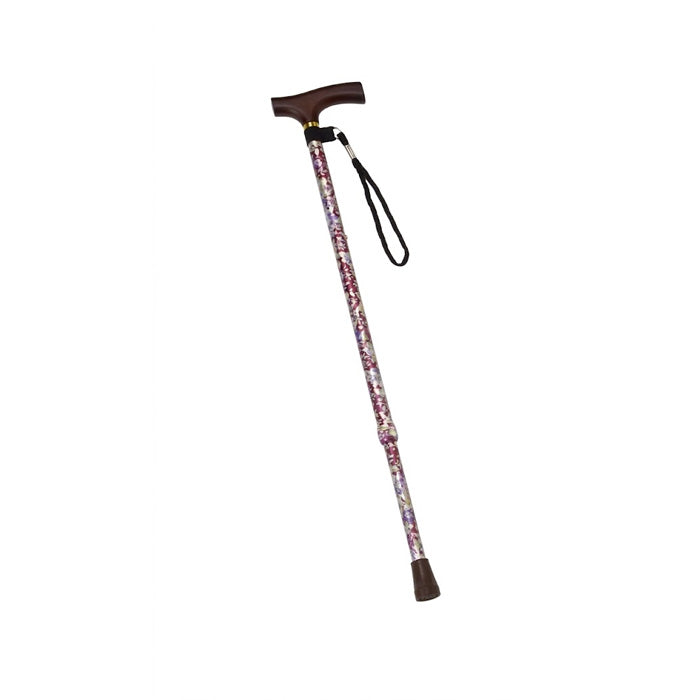 伸縮ステッキ あなたの相棒 伸縮杖 OT-701 OT-705 アルミ 軽量 茶チェック 赤花柄  長さ:68〜90.5cm 10段階調節(2.5cm間隔)