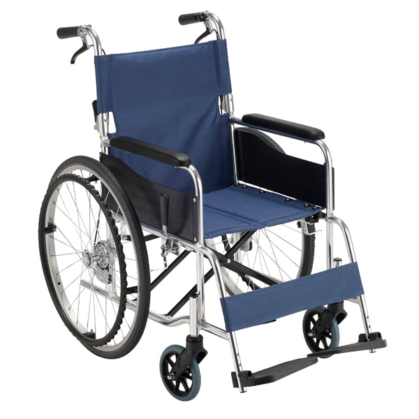 マキテック 自走式 車椅子 車いす RW-50SB（ボリエステル）RW-50B（ビニールレザー） 紺色 折りたたみ車いす アルミ製