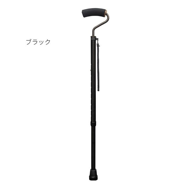 フジホーム 手のひらフィットステッキ  ワインレッド ブラック 長さ：79〜86.5cm（4段階調節）
