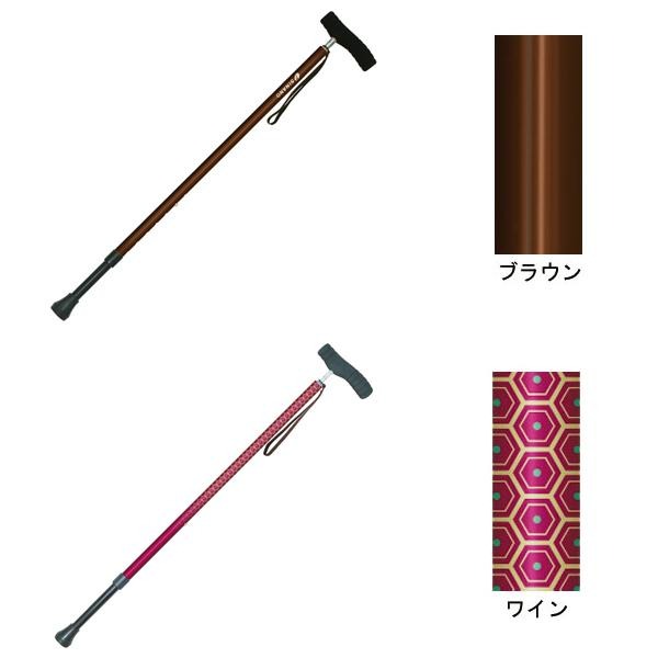 伸縮ステッキ カイノスSOFT-GA 杖 ワイン ブラック ブラウン グリーン キッコウピンク パープル