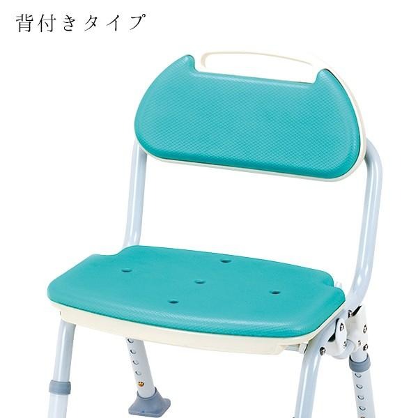 シャワーベンチ シャワーチェア 折りたたみ 背付 ソフテックミドルタイプ ライトグリーン SBM-11GR