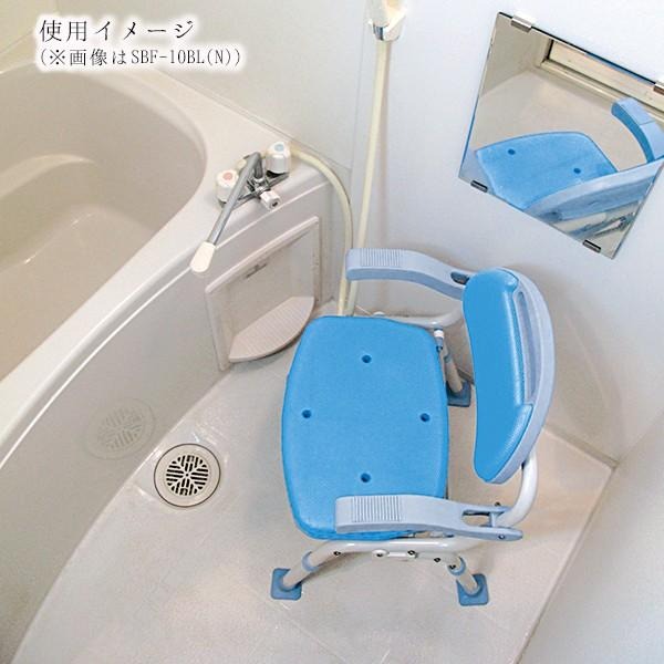 シャワーベンチ シャワーチェア 折りたたみ 背付 ソフテックミドルタイプ ライトグリーン SBM-11GR