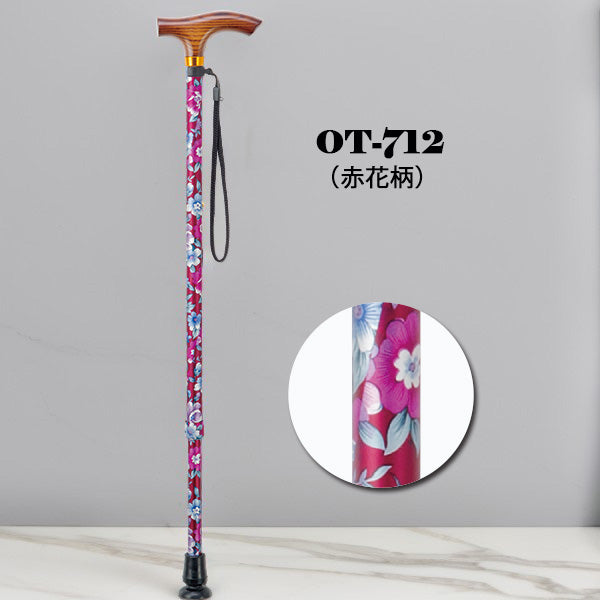 伸縮ステッキ 花柄ステッキ 杖  OT-710 OT-711 OT-712 長さ：68.5〜91cm 10段階調節(2.5cm間隔) ）