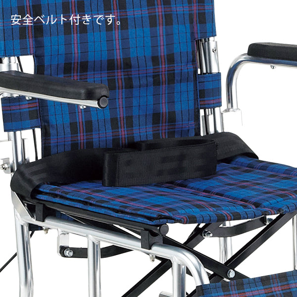 軽量 コンパクト 車いす 車椅子  PIRO+（ピロプラス) PR-30NC 紺チェック  折りたたみ車いす　アルミ製