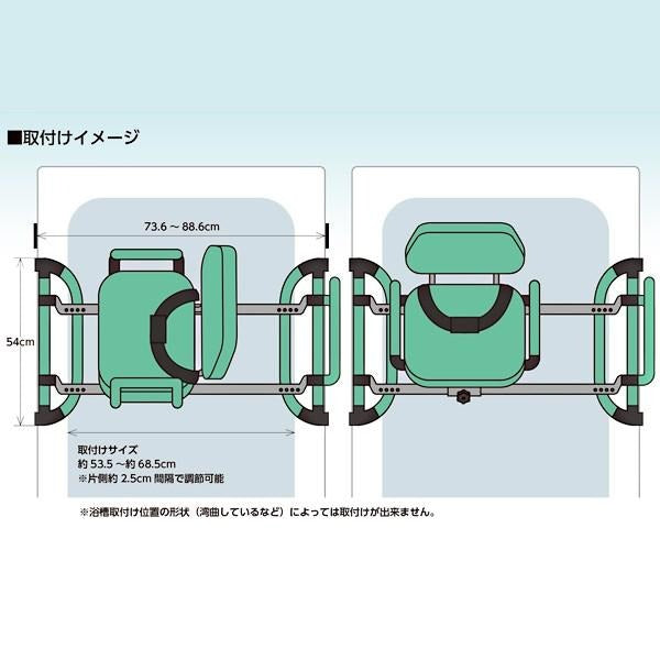 高齢者用 浴槽椅子 らくらくスライドベンチ ライトグリーン RSB-685GR マキテック