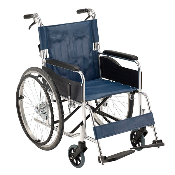 マキテック 自走式 車椅子 車いす RW-50SB（ボリエステル）RW-50B（ビニールレザー） 紺色 折りたたみ車いす アルミ製