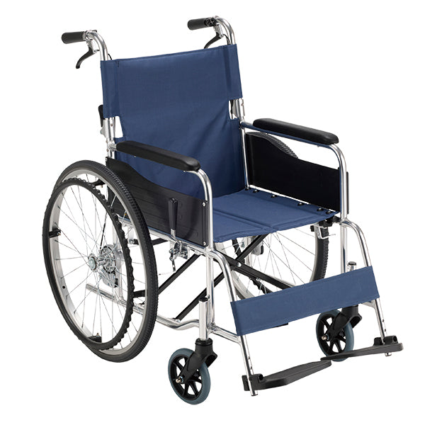 マキテック 自走式 車椅子 車いす RW-50SB（ボリエステル）RW-50B（ビニールレザー） 紺色 折りたたみ車いす アルミ製